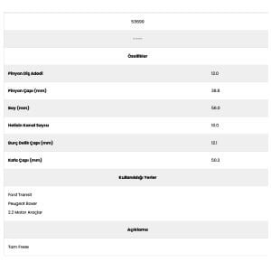 Form Metal 53699 Boxer 2.2 10 Kanal 12 Diş 10062102 Marş Dişlisi
