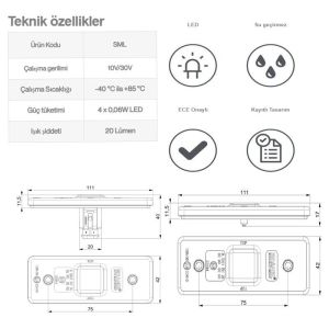 Sanel Ön Arka Yan 4 Led Lamba Sarı 10V 30V SML01Y