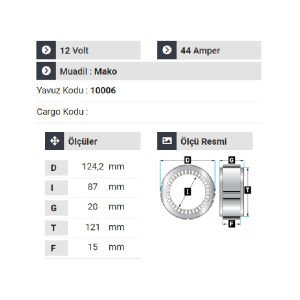 NURSAN 110012 Statör 12V 44A Mako Tip 3 Uçlu Em
