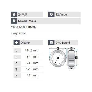 NURSAN 110024 Statör 24V 32A Mako Tip 3 Uçlu Em
