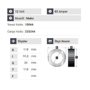 NURSAN 120124 Statör 24V 45A Mako Tip Fort Cargo