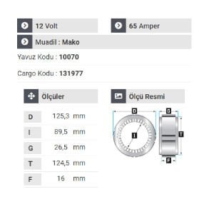 NURSAN 120512 Statör 12V 65A Mako Tip Doğan Slx-Tempra-Uno