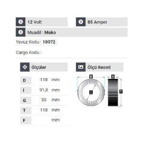 NURSAN 120912 Statör 12V 85A Mako Tip Kapaklı Albea Multijet 1.2 Opel Corsa