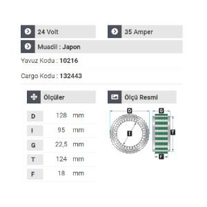NURSAN 130024 Statör 24V 35A Isuzu Mitsubishi Dar