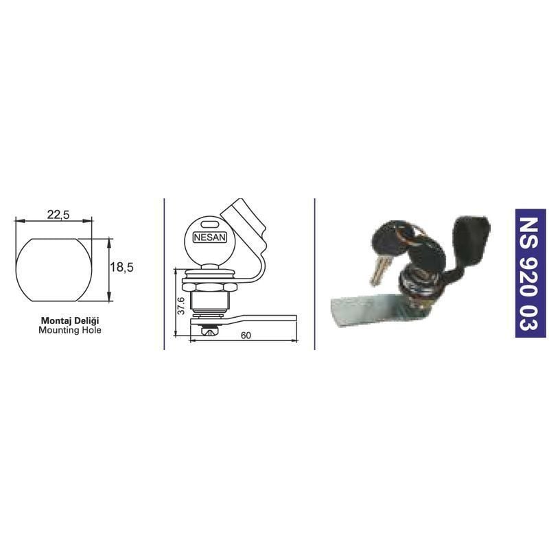 Bagaj Kilidi 60 Mm.Levye Unıversal - NS92003