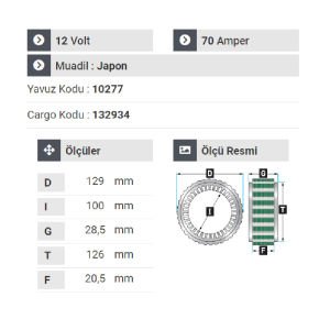 NURSAN 150212 Statör 12V 70A Hyundai Accent - Elentra - Atos Taksi Grubu