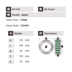 NURSAN 150224 Statör 24V 50A Isuzu Otobüs  Md 27 25 Kişilik