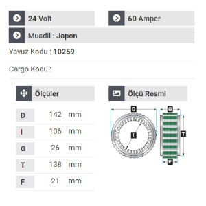 NURSAN 150724 Statör 24V 60A Mitsubishi Prestij Otobüs Ve Kamyon 6 Uçlu