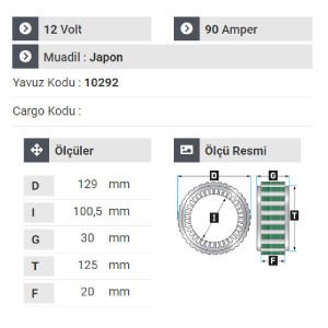 NURSAN 150812 Statör 12V 90A Tata Pikap.Tata Indıago Taksi