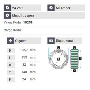 NURSAN 151224 Statör 24V 50A Mitsubishi Prestij Otobüs Y.M 27 Kişilik 98 Sonrası 4 Uçlu