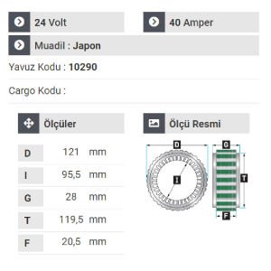 NURSAN 151324 Statör 24V 40A Hyundai H-350 . Kıa Cobra Kamyonet