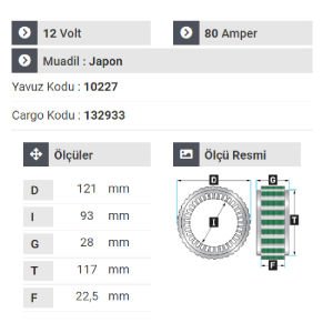 NURSAN 151512 Statör 12V 80A Nissan Çift Kabin 98.99.20.01.02.Isuzu Dmax.Skayster Çift Kabin