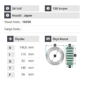 NURSAN 151824 Statör 24V 130A İveco Starlis.Renault .Volvo . Daf . Scania Tır Grupları 4 Uçlu