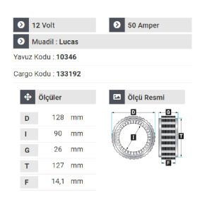 NURSAN 153112 Statör 12V 50A Fatih Kamyon Ford Minibüs Y.M