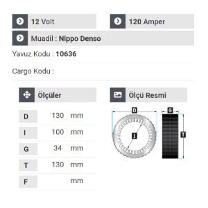 NURSAN 161312 Statör 12V 120A Doblo.Vectra