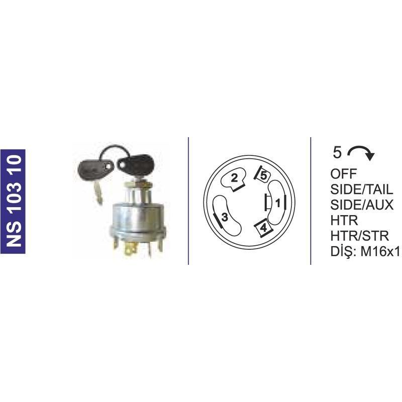 Kontak Anahtarı Fişek Ve Çivi Anahtarlı Ford Traktör-New Holland 50717016 - NS10310