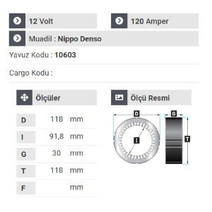 NURSAN 161612 Statör 12V 120A Kapklı