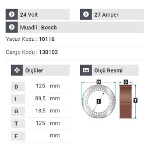 NURSAN 164024 Statör 24V  27A İnce Man - Mercedes - Magrus