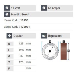 NURSAN 166012 Statör 12V 60A Dev Fatih Volswagen - Audi - Opel