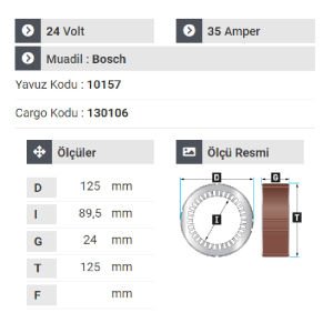 NURSAN 166024 Statör 24V 35A Dev Fatih