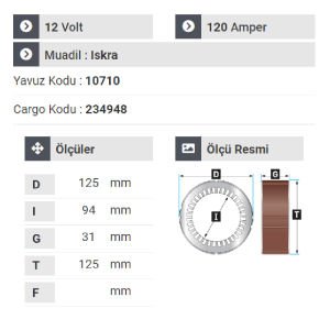 NURSAN 170012 Statör 12V 120A Messey Ferguson.5000.6000.7000.Serileri