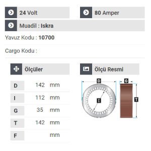 NURSAN 170024 Statör 24V 100A Otokar Doruk Otobüs Y.M Sultan