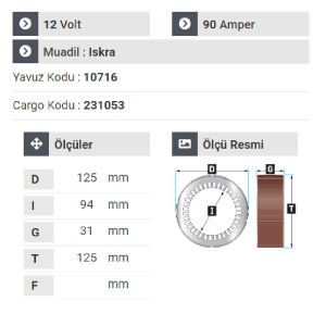 NURSAN 170112 Statör 12V 90A Massey Ferguson.3000.Serileri Klimalı Olanlar
