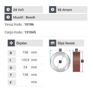 NURSAN 177024 Statör 24V 55A Volvo - Daf - Termo Man- Mercedes Kamyon