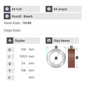NURSAN 177124 Statör 24V 65A Volvo - Daf - Termo Man- Mercedes Kamyon