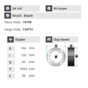NURSAN 177224 Statör 24V 90A V6 Mercedes - E.M. Man - 302 Otobüs 80 'Den Sonrası
