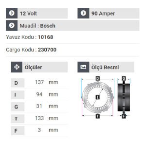 NURSAN 177312 Statör 12V 90A Audi.Seat.Skoda.Caravella 2.5.Ford Focus.Connenct Kulaklı