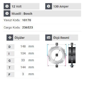 NURSAN 177512 Statör 12V 130A Y.M Opel Movano-Reno Master Laguna-Passat-T5 Kulaklı