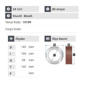NURSAN 178224 Statör 24V 80A Y.M Axsor. Actros - Atego- Tır Kırk Ayak Çift Çıkış