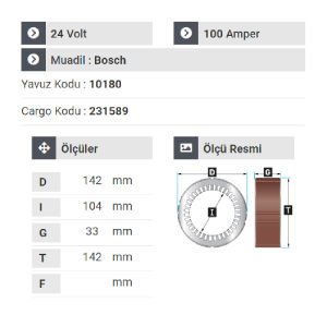 NURSAN 178524 Statör 24V 100A Y.M Axsor. Actros - Atego