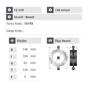 NURSAN 178612 Alternatör Statör Sultan Otogar Renault Master