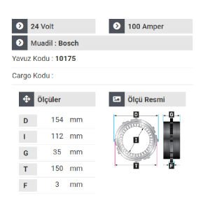 NURSAN 179024 Statör 24V 100A İsuzu Novo Lux.Ultra.