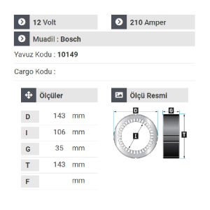 NURSAN 179112 Statör Ford Transit 210 Amper