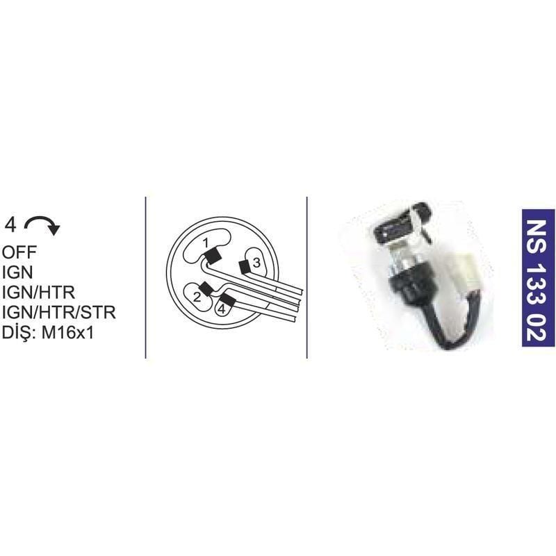 Kontak Anahtarı Fişek Ve Çivi Anahtarlı Kablolu Orijinal Soketli Toz Kapaklı Massey Ferguson - NS13302