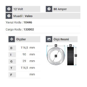 NURSAN 180412 Statör 12V 80A Renault Kango - Clio-Peugeot Partner Megan 1.6