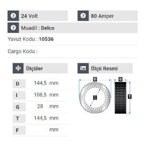 NURSAN 180624 Statör 24V 80A Belde Otobüs Samsung - Daewoo - Cat İş Makinası