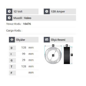 NURSAN 180912 Statör 12V 120A Peugeot Ve Renault Grubu -Volvo Klimalı
