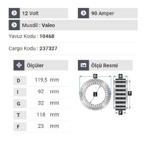 NURSAN 181512 Statör 12V 90A Opel Corsa-Combo-1.3 Dizel Multijet