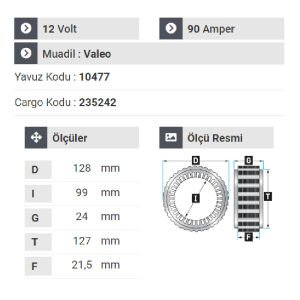 NURSAN 182112 Statör 12V 90A Volswagen Passat 1.8 Benzinli 98.99.Peugeot Boxer Dar Tip