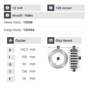 NURSAN 182212 Statör 12V 120A Renault Konkort.Manager.Seat İbiza.Kepçeler.Forklifler 7 Uçlu