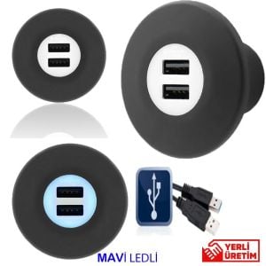 Sanel Usb Şarj Ünitesi Üniversal 12V24V 2Amp Mavi Ledli Suc2B SUC2B