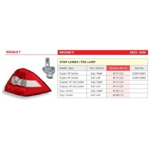 Renault Megan II Duylu Sağ Arka Stop Lambası 2002-2005 -8200142681