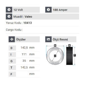 NURSAN 183112 Statör 12V 180A Bmw 730.520.320.X5.X6 Bmw Gurubu Y.M Valeo 6 Uçlu