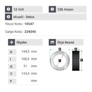 NURSAN 184112 Statör 12V 120A Opel Vectra.Astra.Ticra.Corsa.İşmakinaları 4 Uçlu