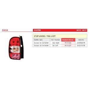 Renault Megan II Duysuz Sol Arka Stop Lambası 2002-2005 -265551679R