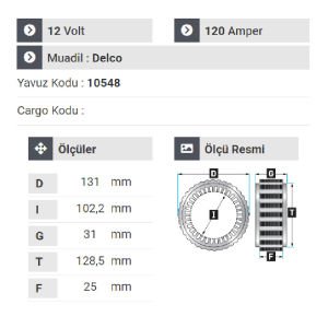 NURSAN 184212 Statör Delco Tipi 12V 94 Amp İş Mak